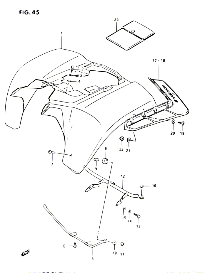 GARDE BOUE ARRIERE POUR SUZUKI OZARK 230 1987 POUR SUZUKI OZARKLT F230 
