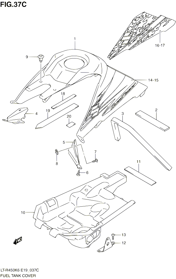 RESERVOIR DESSENCE COUVERCLES MODEL L0 POUR SUZUKI QUADRACER 450 2010 POUR SUZUKI QUADRACERLT R450 L0 LT R450Z L0 