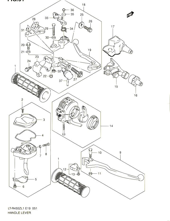 ENSEMBLE LEVIERS POIGNEES POUR SUZUKI QUADRACER 450 2011 POUR SUZUKI QUADRACERLT R450 L1 LT R450Z L1 