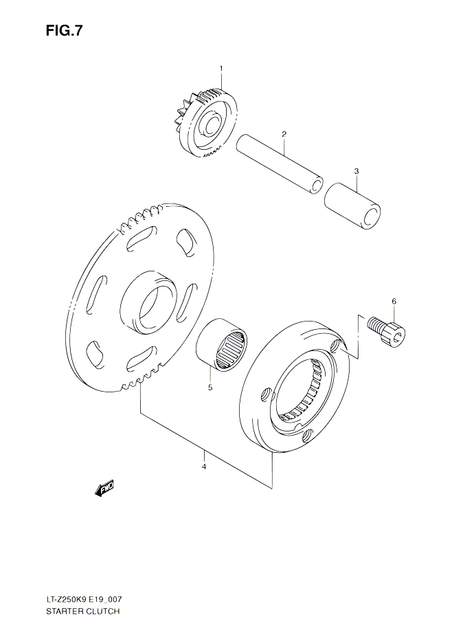 ROUE LIBRE DE DEMARREUR POUR SUZUKI QUADSPORT 250 2010 POUR SUZUKI QUADSPORTLT Z250 L0 LT Z250Z L0 