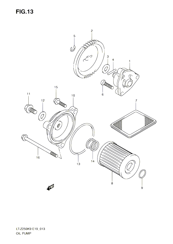 POMPE A HUILE POUR SUZUKI QUADSPORT 250 2010 POUR SUZUKI QUADSPORTLT Z250 L0 LT Z250Z L0 