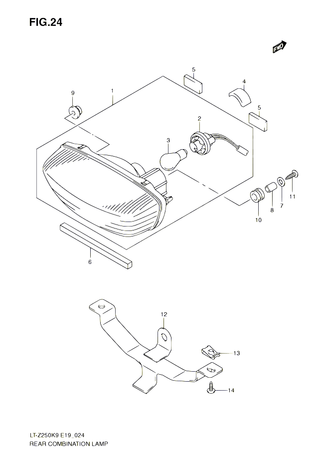 ENSEMBLE FEU ARRIERE POUR SUZUKI QUADSPORT 250 2010 POUR SUZUKI QUADSPORTLT Z250 L0 LT Z250Z L0 