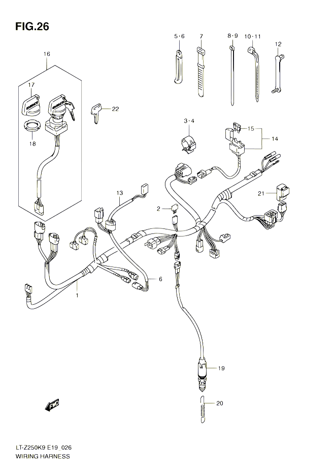 FAISCEAU ELECTRIQUE POUR SUZUKI QUADSPORT 250 2010 POUR SUZUKI QUADSPORTLT Z250 L0 LT Z250Z L0 