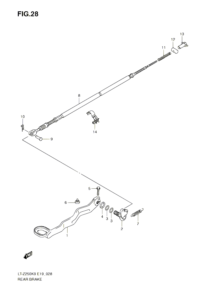 FREIN ARRIERE POUR SUZUKI QUADSPORT 250 2010 POUR SUZUKI QUADSPORTLT Z250 L0 LT Z250Z L0 