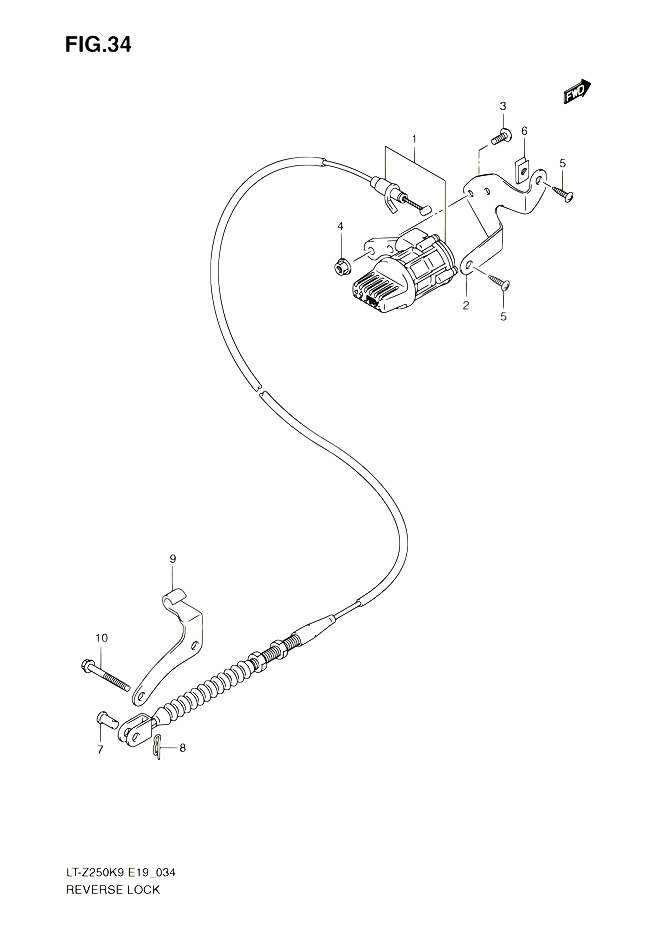 CABLE DE MARCHE ARRIERE POUR SUZUKI QUADSPORT 250 2010 POUR SUZUKI QUADSPORTLT Z250 L0 LT Z250Z L0 