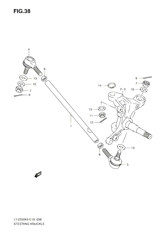 BIELLETTE DE DIRECTION MOYEU POUR SUZUKI QUADSPORT 250 2010 POUR SUZUKI QUADSPORTLT Z250 L0 LT Z250Z L0 