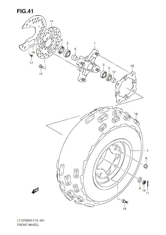 ROUE AVANT POUR SUZUKI QUADSPORT 250 2010 POUR SUZUKI QUADSPORTLT Z250 L0 LT Z250Z L0 