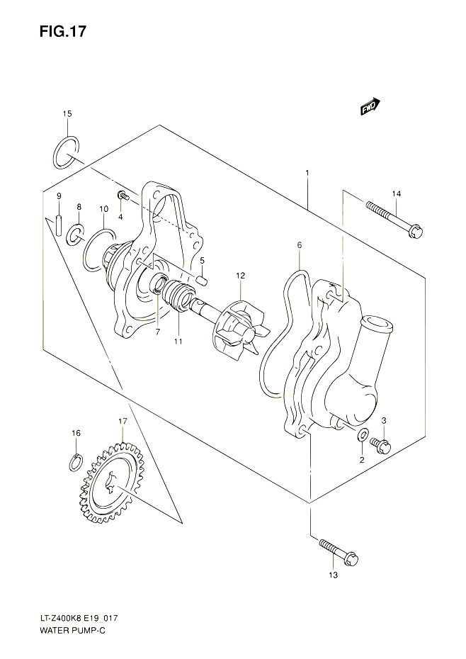 POMPE A EAU POUR SUZUKI QUADSPORT 400 2008 POUR QUADSPORT 400Z LT Z400 K8 LT Z400Z K8 