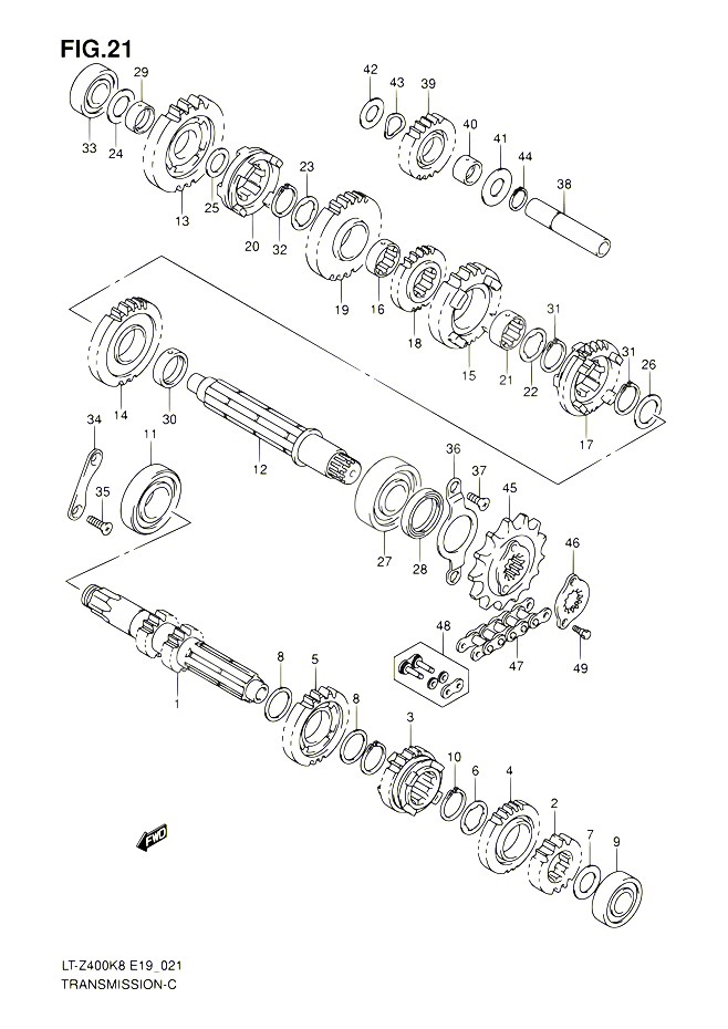 TRANSMISSION POUR SUZUKI QUADSPORT 400 2008 POUR QUADSPORT 400Z LT Z400 K8 LT Z400Z K8 