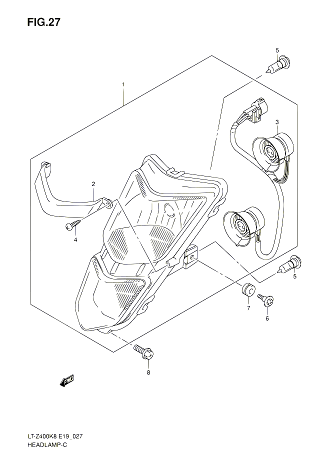 PHARE LT Z400 POUR SUZUKI QUADSPORT 400 2008 POUR QUADSPORT 400Z LT Z400 K8 LT Z400Z K8 