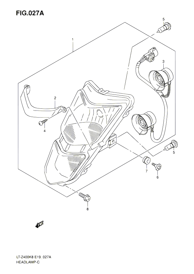 PHARE LT Z400Z POUR SUZUKI QUADSPORT 400 2008 POUR QUADSPORT 400Z LT Z400 K8 LT Z400Z K8 