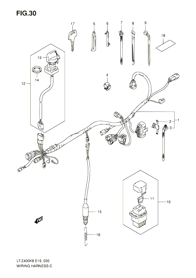FAISCEAU ELECTRIQUE POUR SUZUKI QUADSPORT 400 2008 POUR QUADSPORT 400Z LT Z400 K8 LT Z400Z K8 