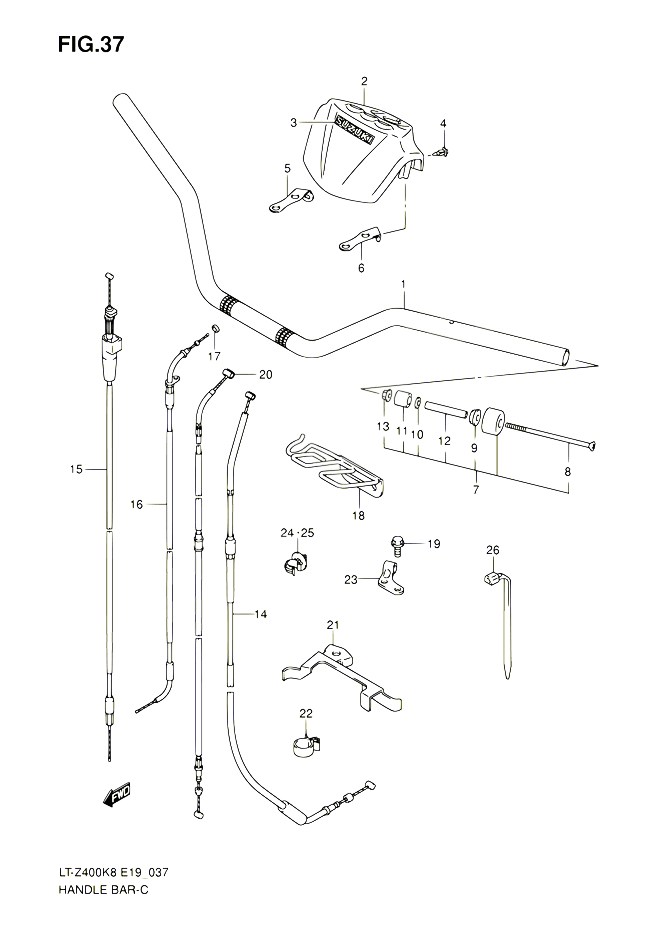 GUIDON POUR SUZUKI QUADSPORT 400 2008 POUR QUADSPORT 400Z LT Z400 K8 LT Z400Z K8 