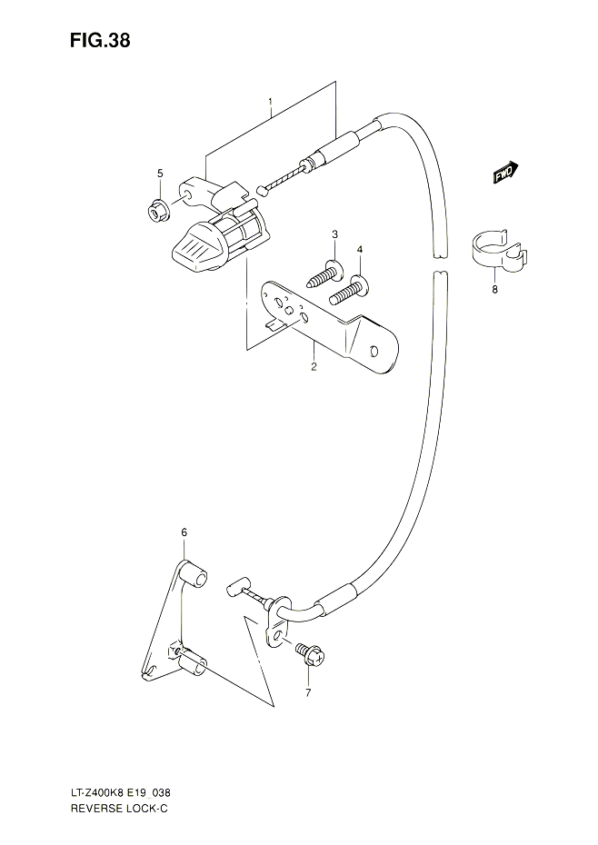 CABLE DE MARCHE ARRIERE POUR SUZUKI QUADSPORT 400 2008 POUR QUADSPORT 400Z LT Z400 K8  LT Z400Z K8 