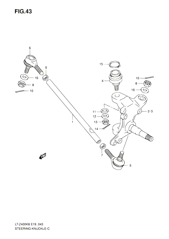 BIELLETTE DE DIRECTION MOYEU POUR SUZUKI QUADSPORT 400 2008 POUR QUADSPORT 400Z LT Z400 K8  LT Z400Z K8 