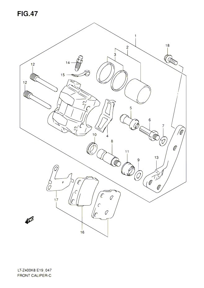ETRIER DE FREIN AVANT POUR SUZUKI QUADSPORT 400 2008 POUR QUADSPORT 400Z LT Z400 K8 LT Z400Z K8 