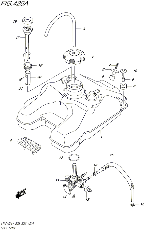 RESERVOIR DESSENCE POUR SUZUKI QUADSPORT 400 2014 POUR QUADSPORT Z400 LT Z400 L4 
