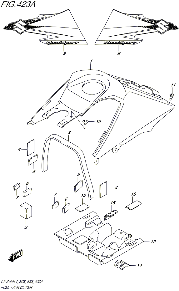 RESERVOIR DESSENCE COUVERCLES POUR SUZUKI QUADSPORT 400 2014 POUR QUADSPORT Z400 LT Z400 L4 