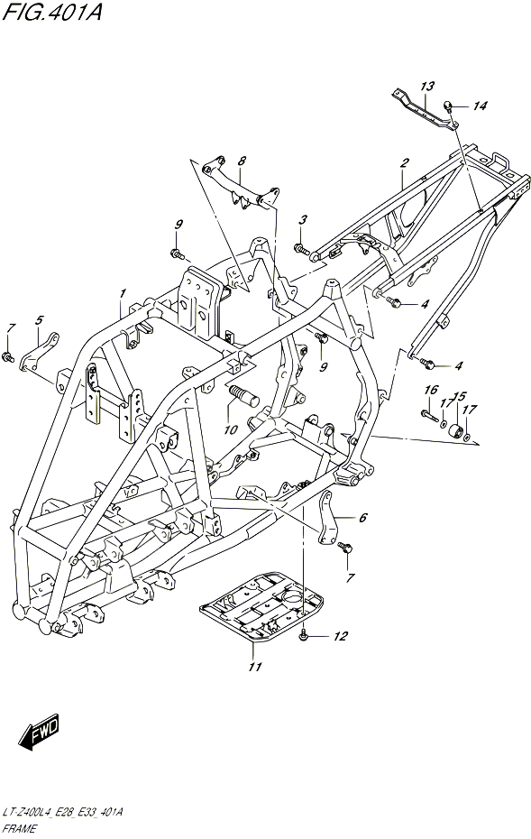 CADRE POUR SUZUKI QUADSPORT 400 2014 POUR QUADSPORT Z400 LT Z400 L4 