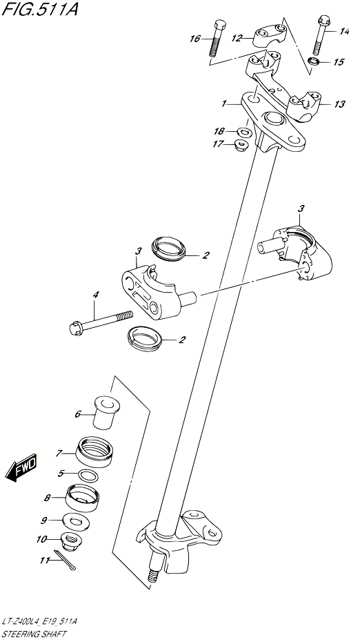 COLONNE DE DIRECTION POUR SUZUKI QUADSPORT 400 2014 POUR QUADSPORT Z400 LT Z400 L4 