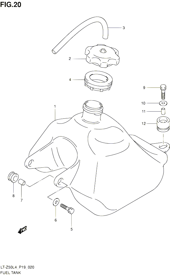 RESERVOIR DESSENCE POUR SUZUKI QUADSPORT 50 2014 POUR SUZUKI QUADSPORTLT Z50 L4 
