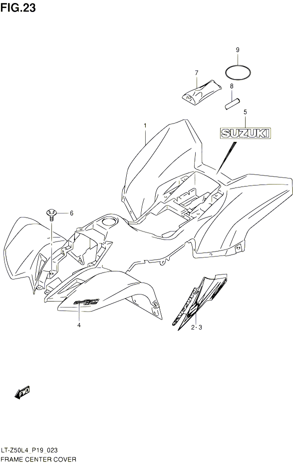 CARENAGE CENTRAL POUR SUZUKI QUADSPORT 50 2014 POUR SUZUKI QUADSPORTLT Z50 L4 