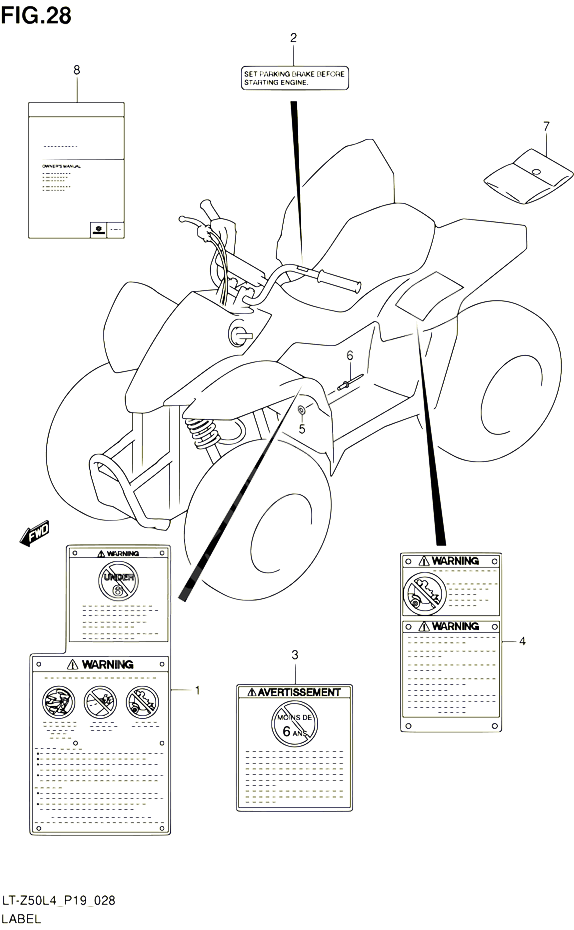 ETIQUETTE POUR SUZUKI QUADSPORT 50 2014 POUR SUZUKI QUADSPORTLT Z50 L4 
