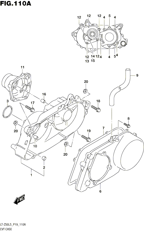 ENSEMBLE CARTER DE TRANSMISSION POUR SUZUKI QUADSPORT 50 2015 POUR SUZUKI QUADSPORTLT Z50 L5 