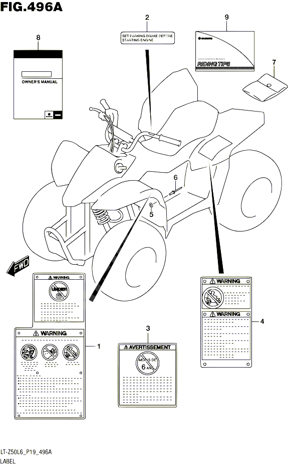 ETIQUETTE POUR SUZUKI QUADSPORT 50 2016 POUR SUZUKI QUADSPORTLT Z50 L6 