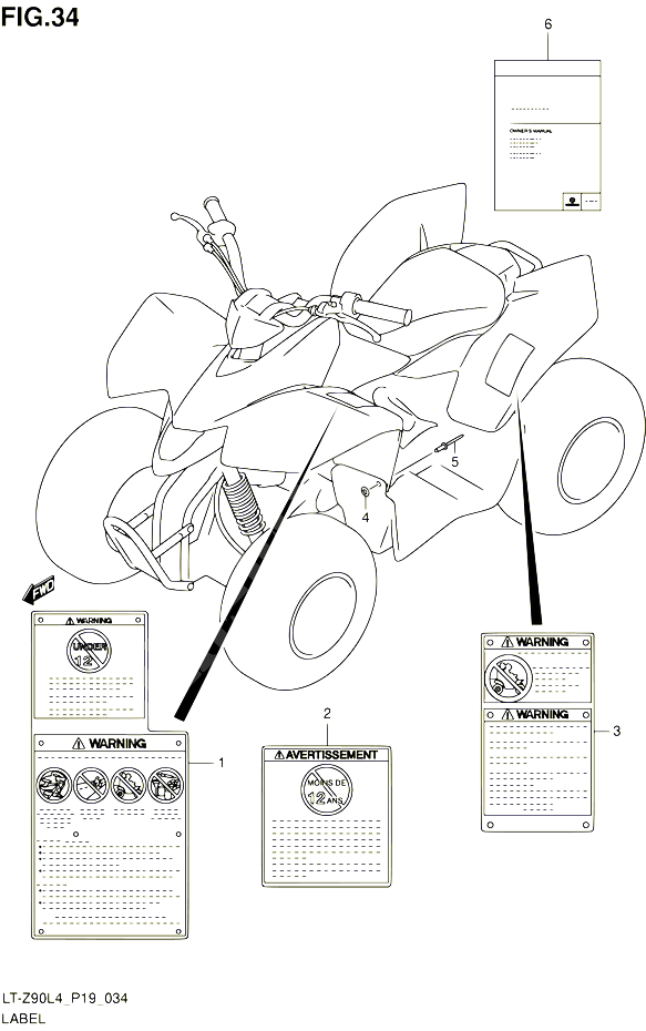 ETIQUETTE POUR SUZUKI QUADSPORT 90 2014 POUR SUZUKI QUADSPORTLT Z90 L4 