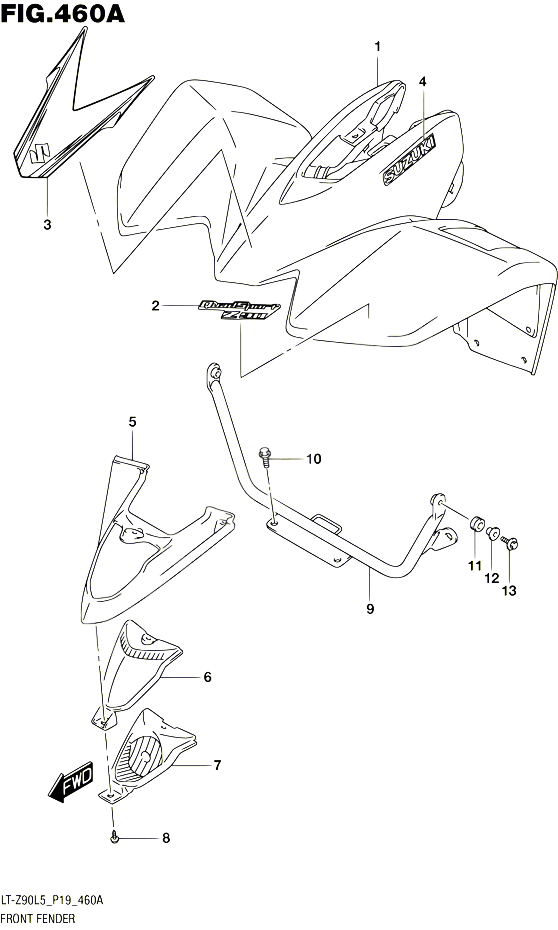 GARDE BOUE AVANT POUR SUZUKI QUADSPORT 90 2015 POUR SUZUKI QUADSPORTLT Z90 L5 