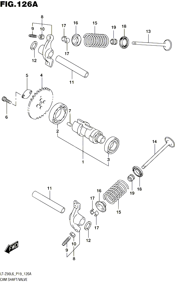 ARBRE A CAMES VALVE POUR SUZUKI QUADSPORT 90 2016 POUR SUZUKI QUADSPORTLT Z90 L6 