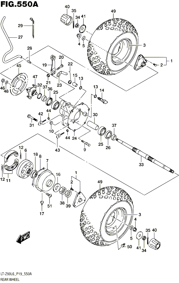 ROUE ARRIERE POUR SUZUKI QUADSPORT 90 2016 POUR SUZUKI QUADSPORTLT Z90 L6 