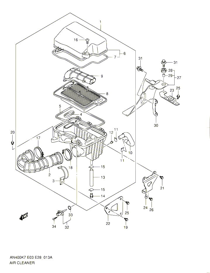 FILTRE A AIR MODEL L0 POUR SUZUKI BURGMAN 400 2010 POUR BURGMAN 400 AN400A L0  AN400ZA L0 