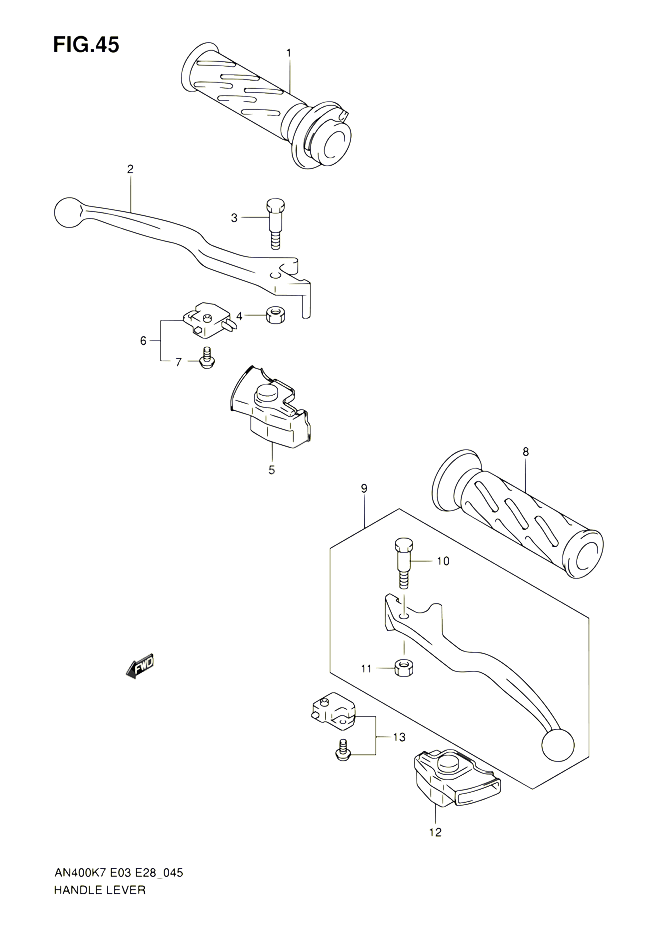 ENSEMBLE LEVIERS POIGNEES POUR SUZUKI BURGMAN 400 2010 POUR BURGMAN 400 AN400A L0 AN400ZA L0 