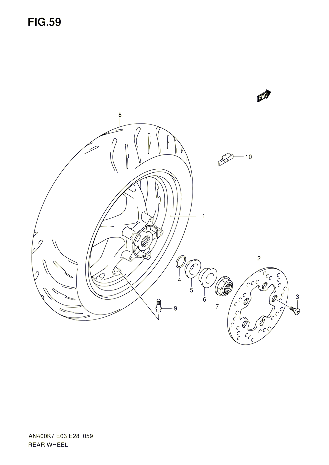 ROUE ARRIERE AN400K7 K8 K9 L0 POUR SUZUKI BURGMAN 400 2010 POUR BURGMAN 400 AN400A L0 AN400ZA L0 