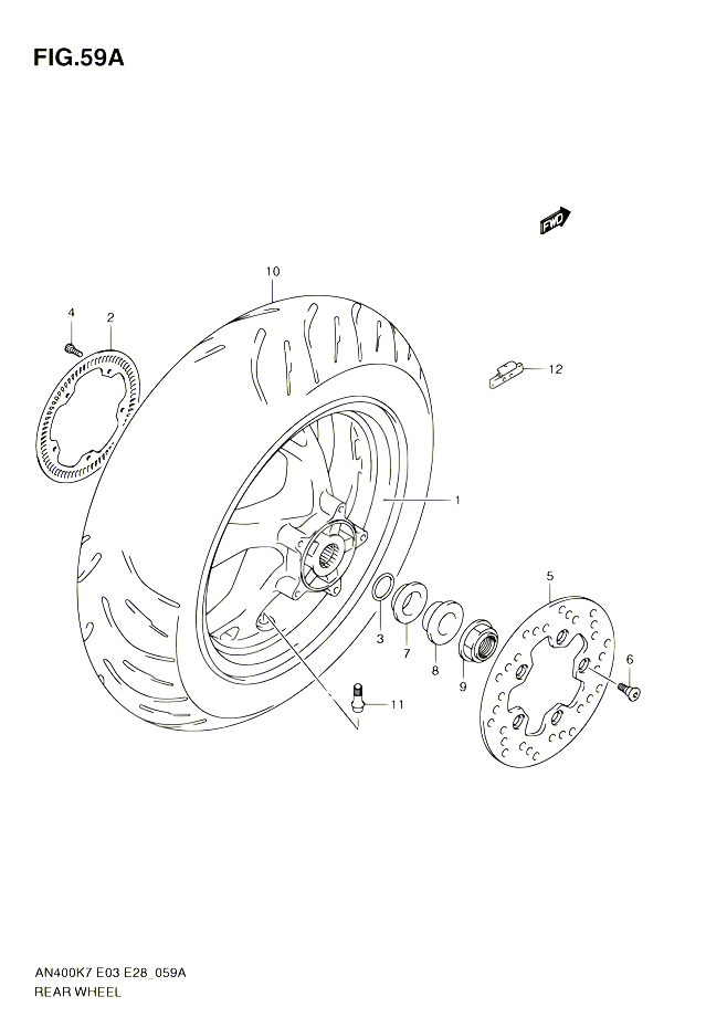 ROUE ARRIERE AN400AK9 AL0 ZAL0 POUR SUZUKI BURGMAN 400 2010 POUR BURGMAN 400 AN400A L0 AN400ZA L0 