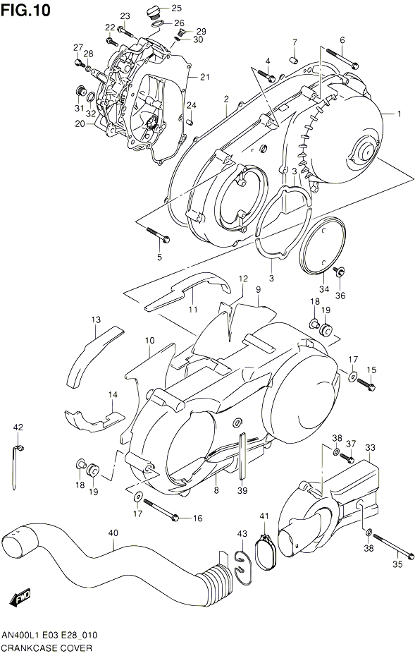 CARTER POUR SUZUKI BURGMAN 400 2011 POUR BURGMAN 400 AN400A L1 AN400ZA L1 
