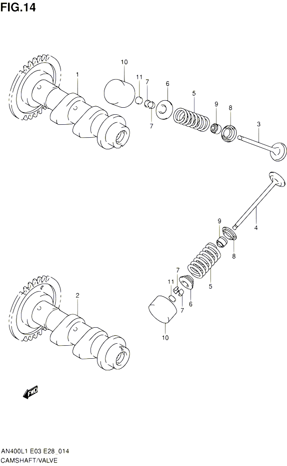 ARBRE A CAMES VALVE POUR SUZUKI BURGMAN 400 2011 POUR BURGMAN 400 AN400A L1  AN400ZA L1 