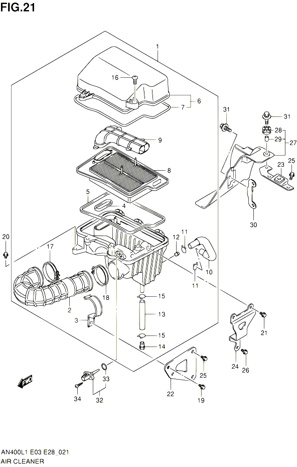 FILTRE A AIR POUR SUZUKI BURGMAN 400 2011 POUR BURGMAN 400 AN400A L1  AN400ZA L1 