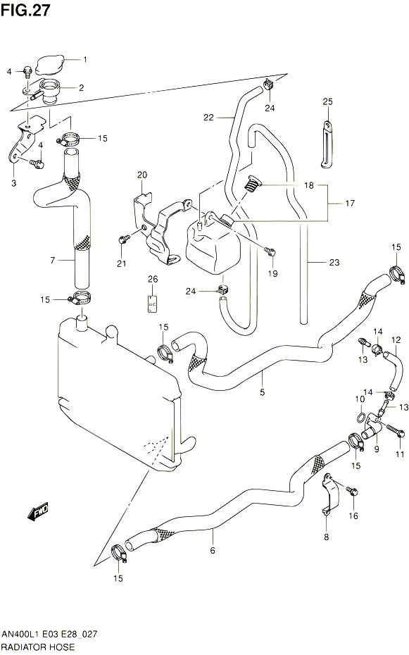 DURITE DE RADIATEUR POUR SUZUKI BURGMAN 400 2011 POUR BURGMAN 400 AN400A L1  AN400ZA L1 