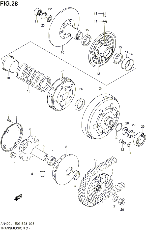 TRANSMISSION 1 POUR SUZUKI BURGMAN 400 2011 POUR BURGMAN 400 AN400A L1  AN400ZA L1 