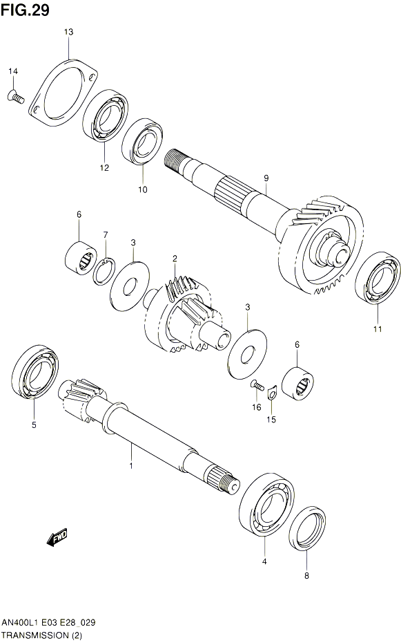 TRANSMISSION 2 POUR SUZUKI BURGMAN 400 2011 POUR BURGMAN 400 AN400A L1  AN400ZA L1 