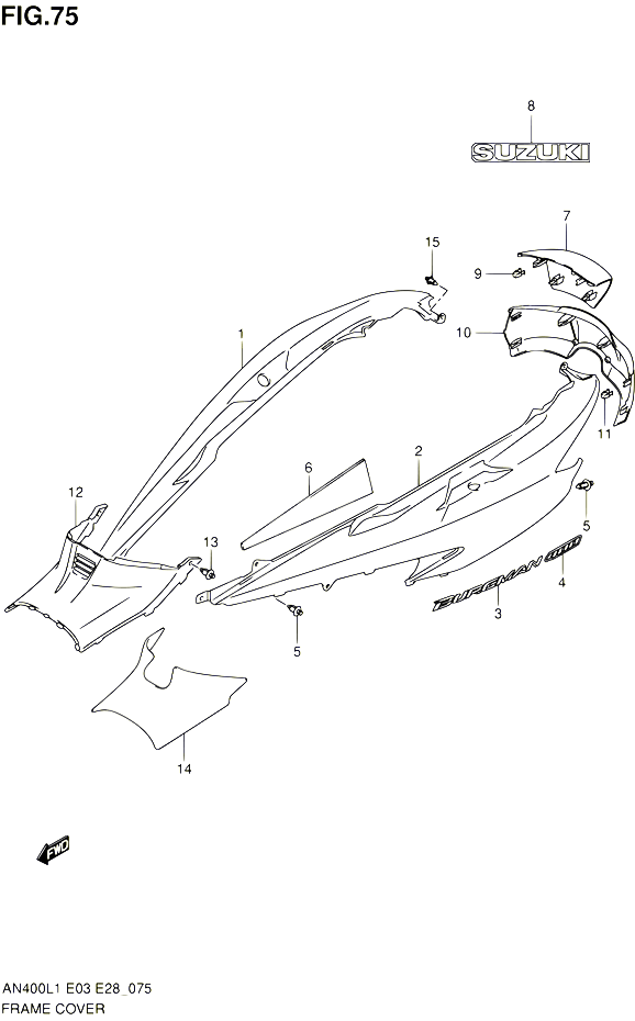 CARENAGES ARRIERE AN400ZAL1 E33 POUR SUZUKI BURGMAN 400 2011 POUR BURGMAN 400 AN400A L1 AN400ZA L1 