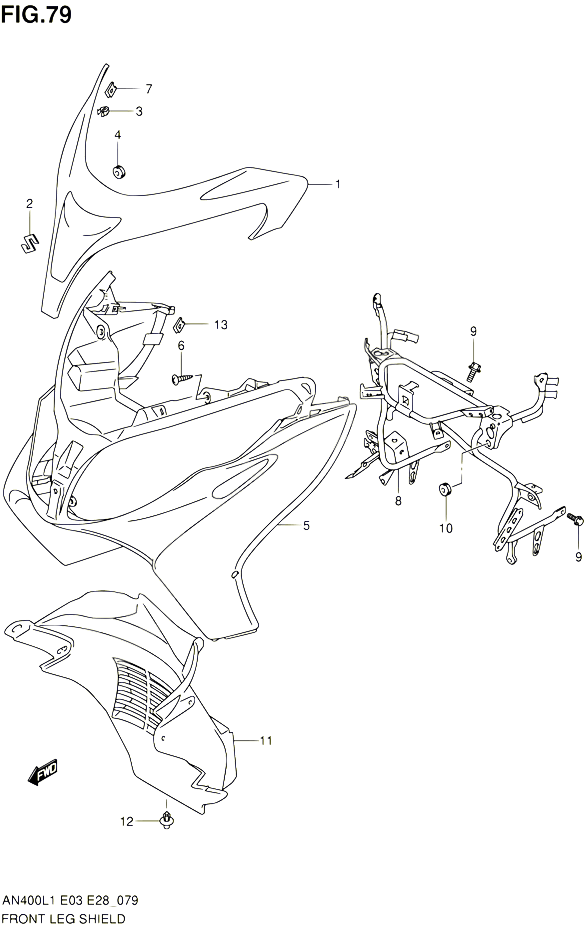 CARENAGES AVANT AN400ZAL1 E28 POUR SUZUKI BURGMAN 400 2011 POUR BURGMAN 400 AN400A L1 AN400ZA L1 