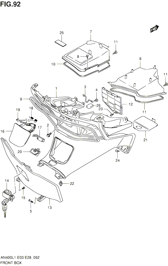 BOITE AVANT POUR SUZUKI BURGMAN 400 2011 POUR BURGMAN 400 AN400A L1 AN400ZA L1 