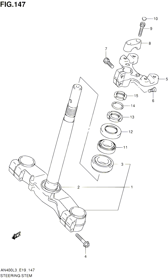 COLONNE DE DIRECTION AN400AL3 E19 POUR SUZUKI BURGMAN 400 2013 POUR BURGMAN 400 AN400A L3 
