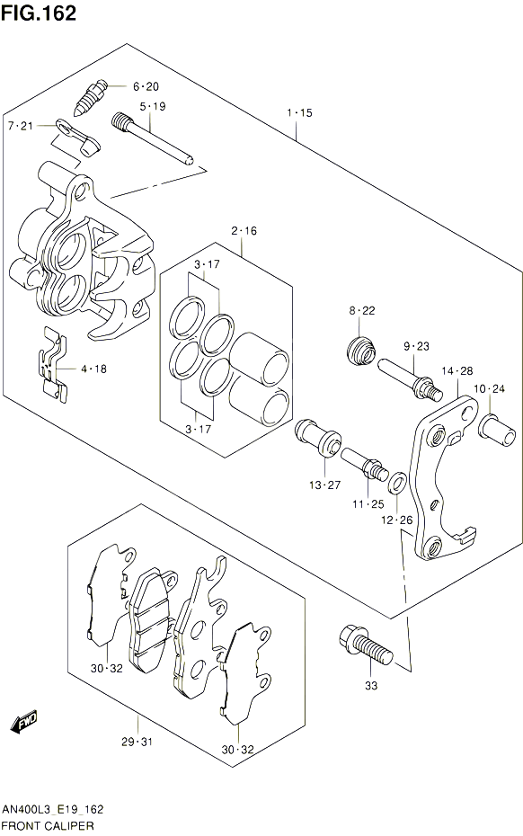 ETRIER DE FREIN AVANT POUR SUZUKI BURGMAN 400 2013 POUR BURGMAN 400 AN400A L3 