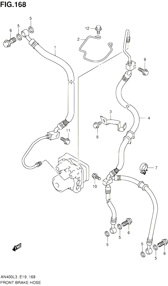 DURITE DE FREIN AVANT AN400ZAL3 E19 POUR SUZUKI BURGMAN 400 2013 POUR BURGMAN 400 AN400A L3 