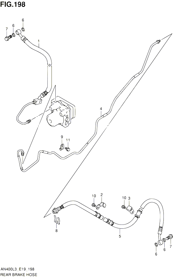 DURITE DE FREIN ARRIERE AN400ZAL3 E02 POUR SUZUKI BURGMAN 400 2013 POUR BURGMAN 400 AN400A L3 